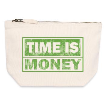 Time is money in green print - Canvas Zip Pouch 12 x 13 cm - nature - Front