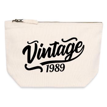 1989 Born in 1989, 56th birthday - Canvas Zip Pouch 12 x 13 cm - nature - Front