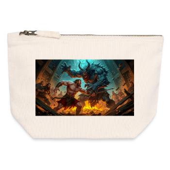 Beowulf Battles the Monster Grendel at Night - Canvas Zip Pouch 12 x 13 cm - nature - Front