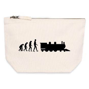 Cheminot / Chemin de fer / Train / Metro - Pochette zippée en toile 12 x 13 cm - blanc naturel - Devant