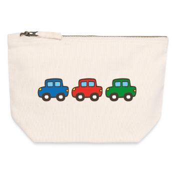 drei Autos - Canvas Reißverschluss-Täschchen (12 x 13 cm) - Naturweiß - Vorne
