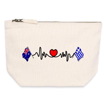 Cardio coeur avec drapeau Australie drapeau Grèce - Pochette zippée en toile 12 x 13 cm - blanc naturel - Devant