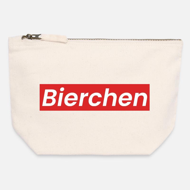 Bierchen Logo - Canvas Reißverschluss-Täschchen (12 x 13 cm) - Naturweiß