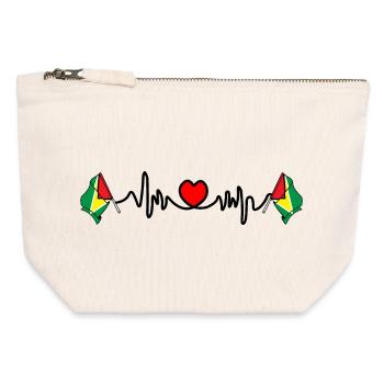 Cardio de fréquence cardiaque pour Guyane - Pochette zippée en toile 12 x 13 cm - blanc naturel - Devant