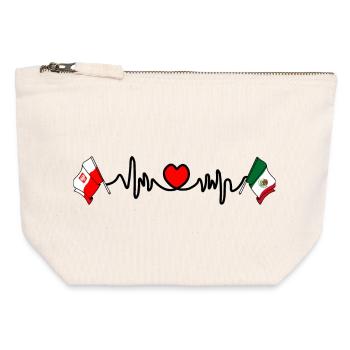 Cardio-Herz Flagge Polen, Flagge Mexiko - Canvas Reißverschluss-Täschchen (12 x 13 cm) - Naturweiß - Vorne