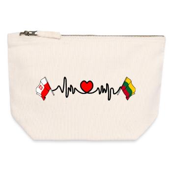 Cardio Herz Flagge Polen, Litauen - Canvas Reißverschluss-Täschchen (12 x 13 cm) - Naturweiß - Vorne