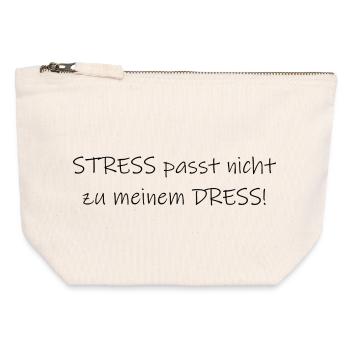 Stress passt nicht zu meinem Dress Statement - Canvas Reißverschluss-Täschchen (12 x 13 cm) - Naturweiß - Vorne