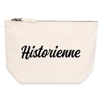 Historienne Recherche Histoire Passé Patrimoine - Pochette zippée en toile 12 x 13 cm - blanc naturel - Devant