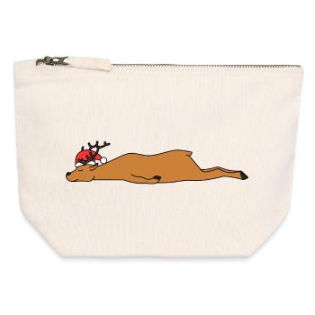 Schlafende Weihnachts-Rentiere Lustige Weihnachtskunst - Canvas Reißverschluss-Täschchen (12 x 13 cm) - Naturweiß - Vorne