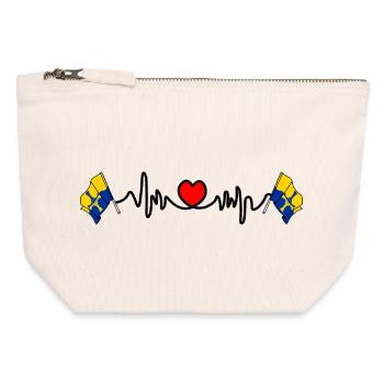 Drapeau de Durham avec battement de cœur - Pochette zippée en toile 12 x 13 cm - blanc naturel - Devant