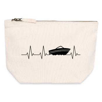 Herzschlag Motorboot Boot - Canvas Reißverschluss-Täschchen (12 x 13 cm) - Naturweiß - Vorne