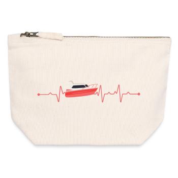 Bateau à moteur Heartbeat Boat - Pochette zippée en toile 12 x 13 cm - blanc naturel - Devant