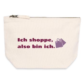 Ich shoppe also bin ich. - Canvas Reißverschluss-Täschchen (12 x 13 cm) - Naturweiß - Vorne