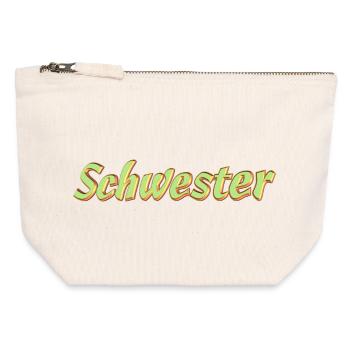 Kosename Schwester 3D Style - Canvas Reißverschluss-Täschchen (12 x 13 cm) - Naturweiß - Vorne