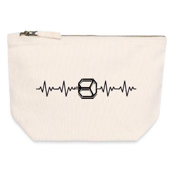 Fahrrad Pedal MTB Tatze EKG Herzschlag - Canvas Reißverschluss-Täschchen (12 x 13 cm) - Naturweiß - Vorne