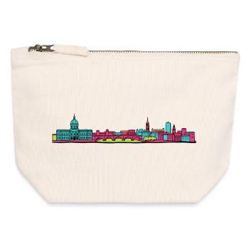 Toulouse City Skyline Basilique Linienzeichnung - Canvas Reißverschluss-Täschchen (12 x 13 cm) - Naturweiß - Vorne