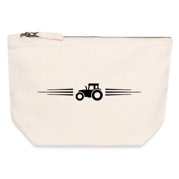 Traktor Symbol Linie - Canvas Reißverschluss-Täschchen (12 x 13 cm) - Naturweiß - Vorne