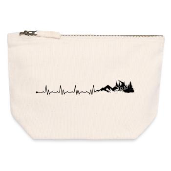 Heartbeat snowboard freestyle - Pochette zippée en toile 12 x 13 cm - blanc naturel - Devant