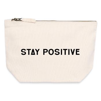 Restez positif - Pochette zippée en toile 12 x 13 cm - blanc naturel - Devant