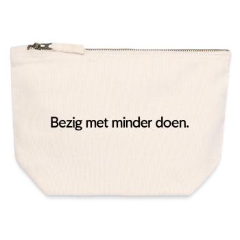 Doing less – Trendy Text Design - Canvas Zip Pouch 12 x 13 cm - nature - Front