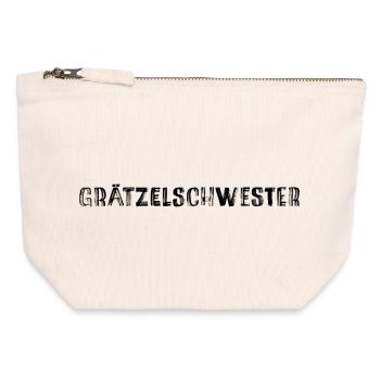 Grätzelschwester – Viennese dialect cult saying - Canvas Zip Pouch 12 x 13 cm - nature - Front