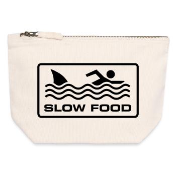 Slow Food - Pochette zippée en toile 12 x 13 cm - blanc naturel - Devant