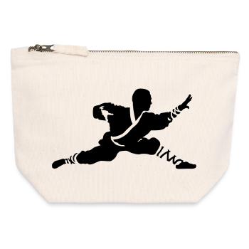 Kung fu Shaolin - Pochette zippée en toile 12 x 13 cm - blanc naturel - Devant
