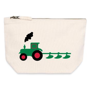 traktor trecker pflug - Canvas Reißverschluss-Täschchen (12 x 13 cm) - Naturweiß - Vorne