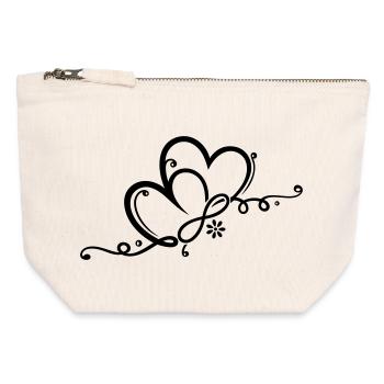 Two hearts with ornament and infinity - Canvas Zip Pouch 12 x 13 cm - nature - Front
