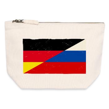 Deutschland und Russland Vintage Flagge - Canvas Reißverschluss-Täschchen (12 x 13 cm) - Naturweiß - Vorne