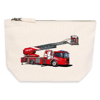 Feuerwehr mit Leiter - Canvas Reißverschluss-Täschchen (12 x 13 cm) - Naturweiß - Vorne
