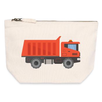 Lkw - Canvas Reißverschluss-Täschchen (12 x 13 cm) - Naturweiß - Vorne