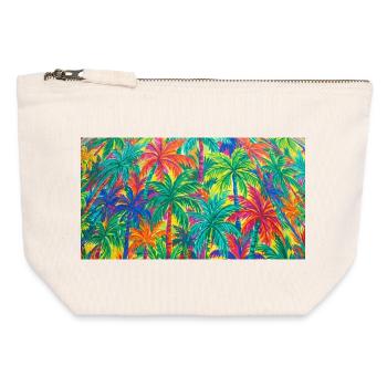 Palm Trees Tropical Pattern - Canvas Zip Pouch 12 x 13 cm - nature - Front