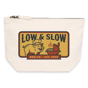 Slow and Gentle Cooking Pig Pitmaster Barbecue - Canvas Zip Pouch 12 x 13 cm - nature - Front
