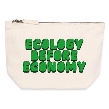 Écologie avant économie - Pochette zippée en toile 12 x 13 cm - blanc naturel - Devant