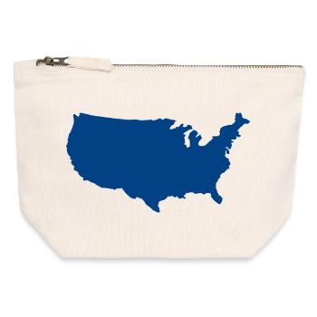 Carte des États-Unis - Pochette zippée en toile 12 x 13 cm - blanc naturel - Devant