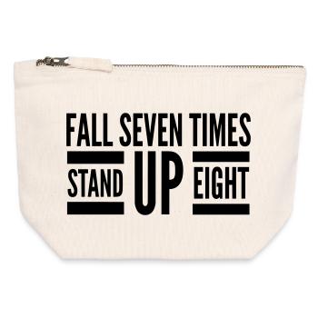 Fall Seven Stand Eight Quote - Canvas Zip Pouch 12 x 13 cm - nature - Front