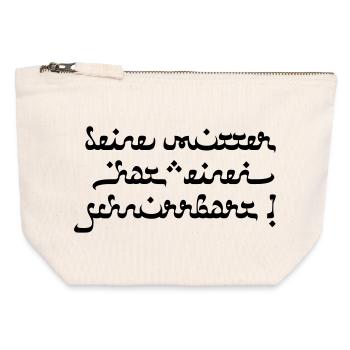 Votre mère a une moustache! - Pochette zippée en toile 12 x 13 cm - blanc naturel - Devant