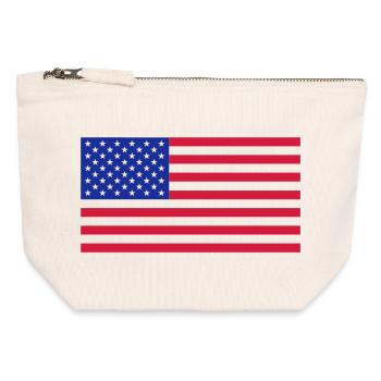 Drapeau américain - Pochette zippée en toile 12 x 13 cm - blanc naturel - Devant