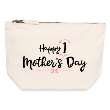 Fête des mères - Pochette zippée en toile 12 x 13 cm - blanc naturel - Devant