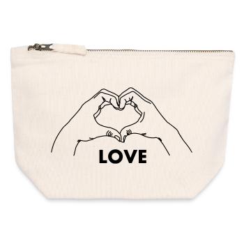Handgeste Herz LIEBE - Canvas Reißverschluss-Täschchen (12 x 13 cm) - Naturweiß - Vorne