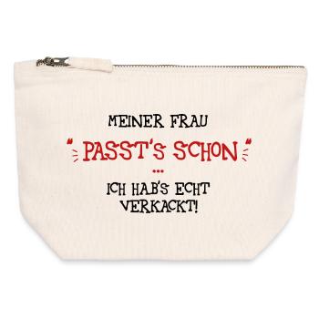 Meiner Frau passts schon - Canvas Reißverschluss-Täschchen (12 x 13 cm) - Naturweiß - Vorne