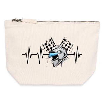 racing helmet pulse motorsport heartbeat symbol helmet - Canvas Zip Pouch 12 x 13 cm - nature - Front