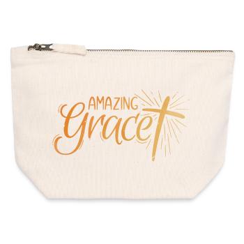 Amazing Grace Lettering - Canvas Reißverschluss-Täschchen (12 x 13 cm) - Naturweiß - Vorne