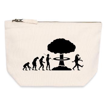 évolution nucléaire - Pochette zippée en toile 12 x 13 cm - blanc naturel - Devant