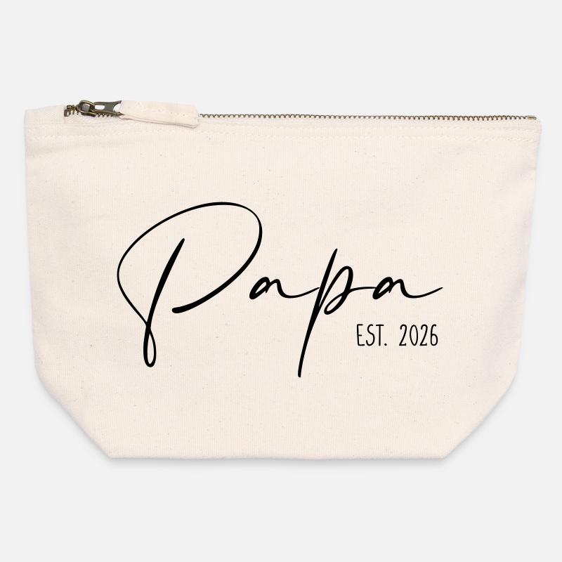 Papa est 2026 - Canvas Reißverschluss-Täschchen (12 x 13 cm) - Naturweiß