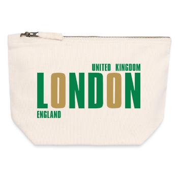Londres – Angleterre Lyric Design - Pochette zippée en toile 12 x 13 cm - blanc naturel - Devant