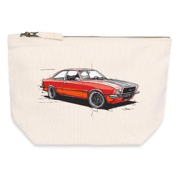 Roter Oldtimer-Coupéwagen - Canvas Reißverschluss-Täschchen (12 x 13 cm) - Naturweiß - Vorne