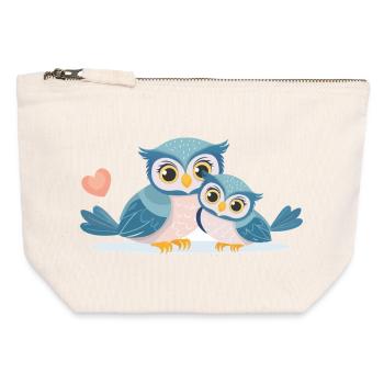 Owl mom with child - Canvas Zip Pouch 12 x 13 cm - nature - Front