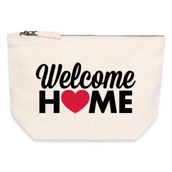 Welcome Home heart - Canvas Zip Pouch 12 x 13 cm - nature - Front